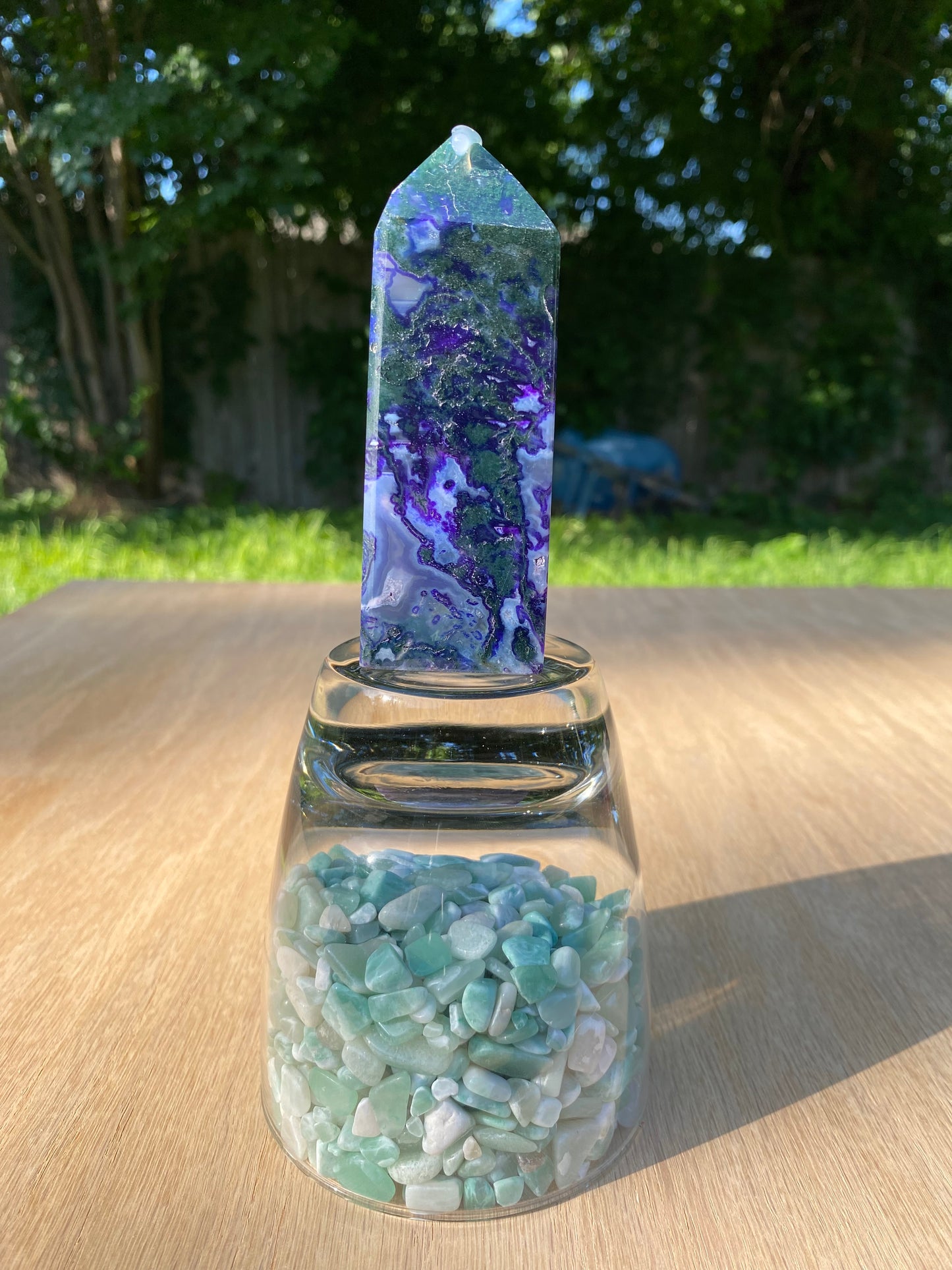 Purple Moss Agate Tower (dyed)