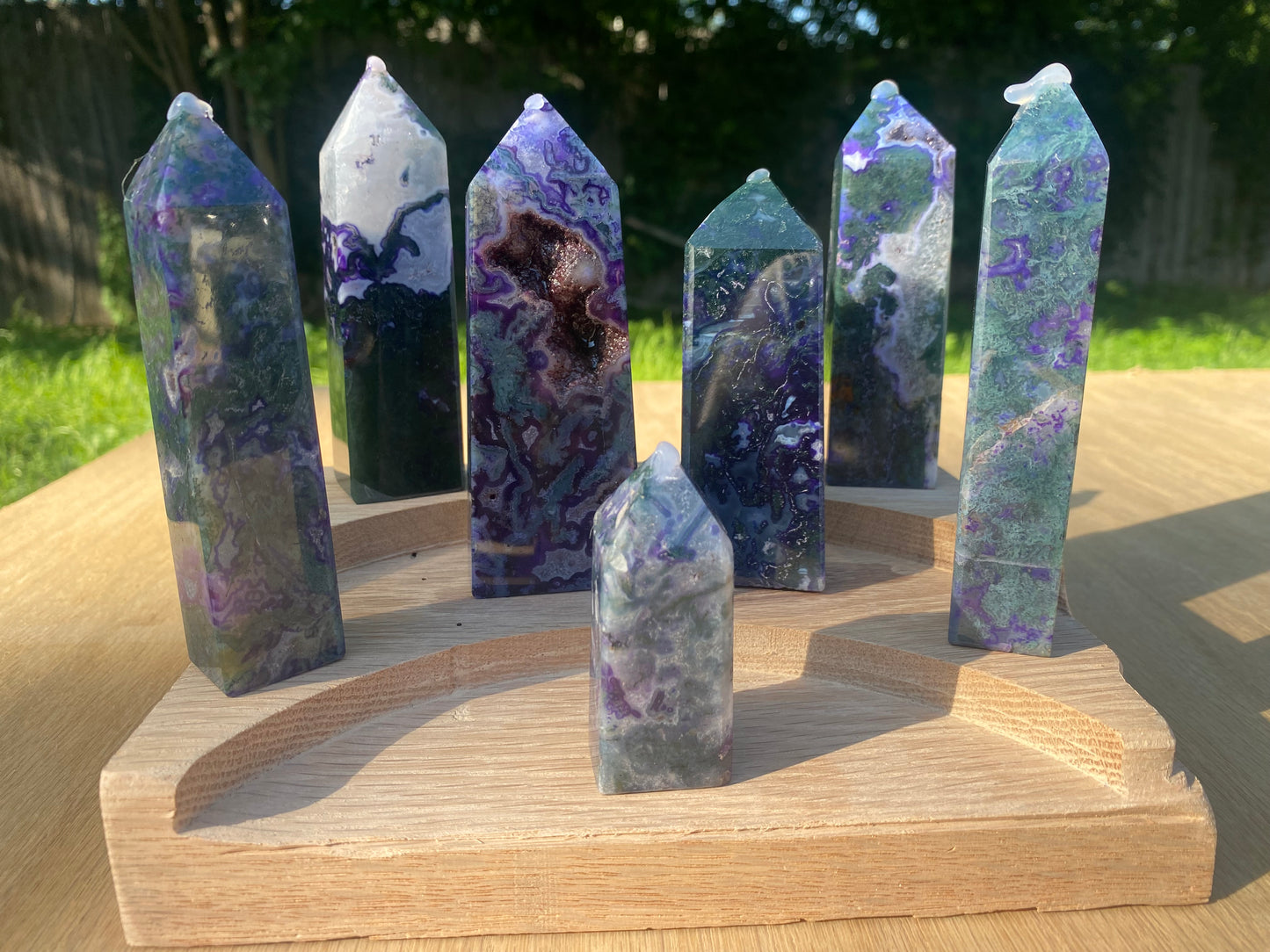 Purple Moss Agate Tower (dyed)