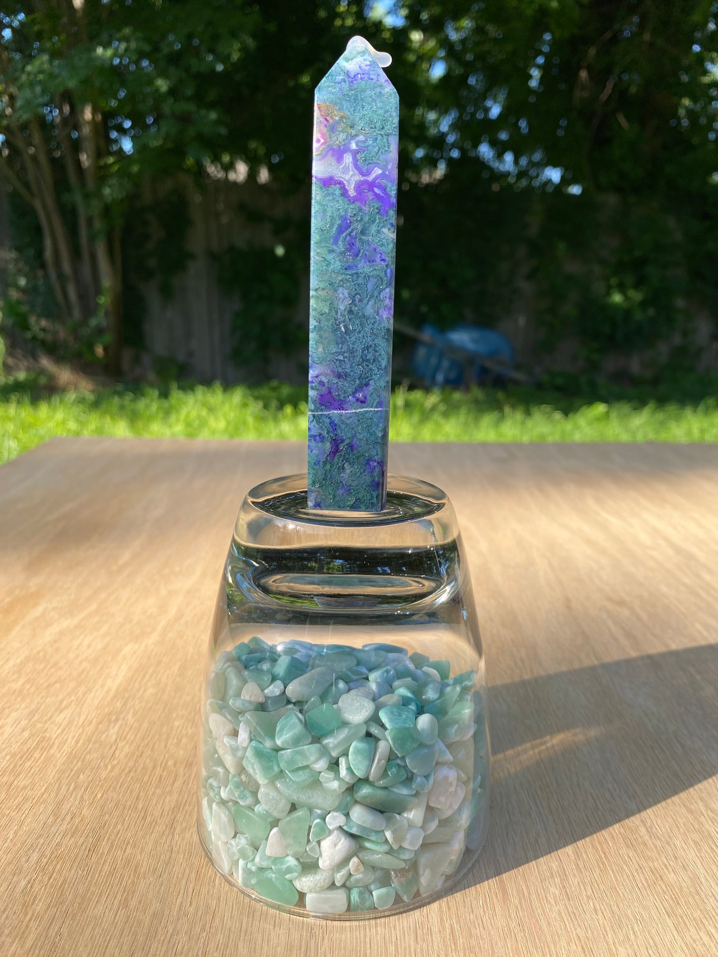 Purple Moss Agate Tower (dyed)