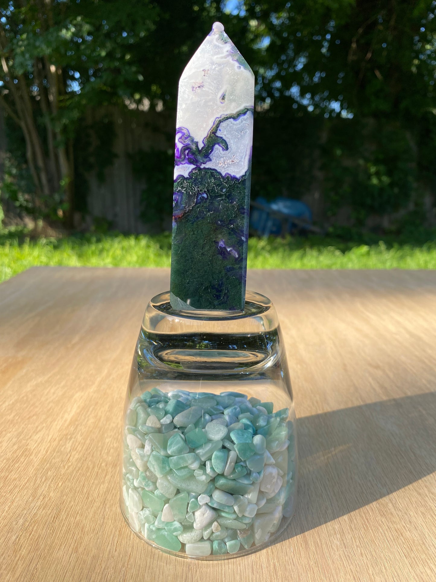 Purple Moss Agate Tower (dyed)