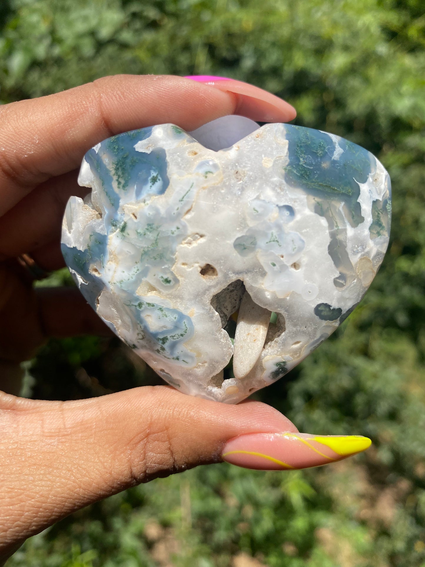 Moss agate heart