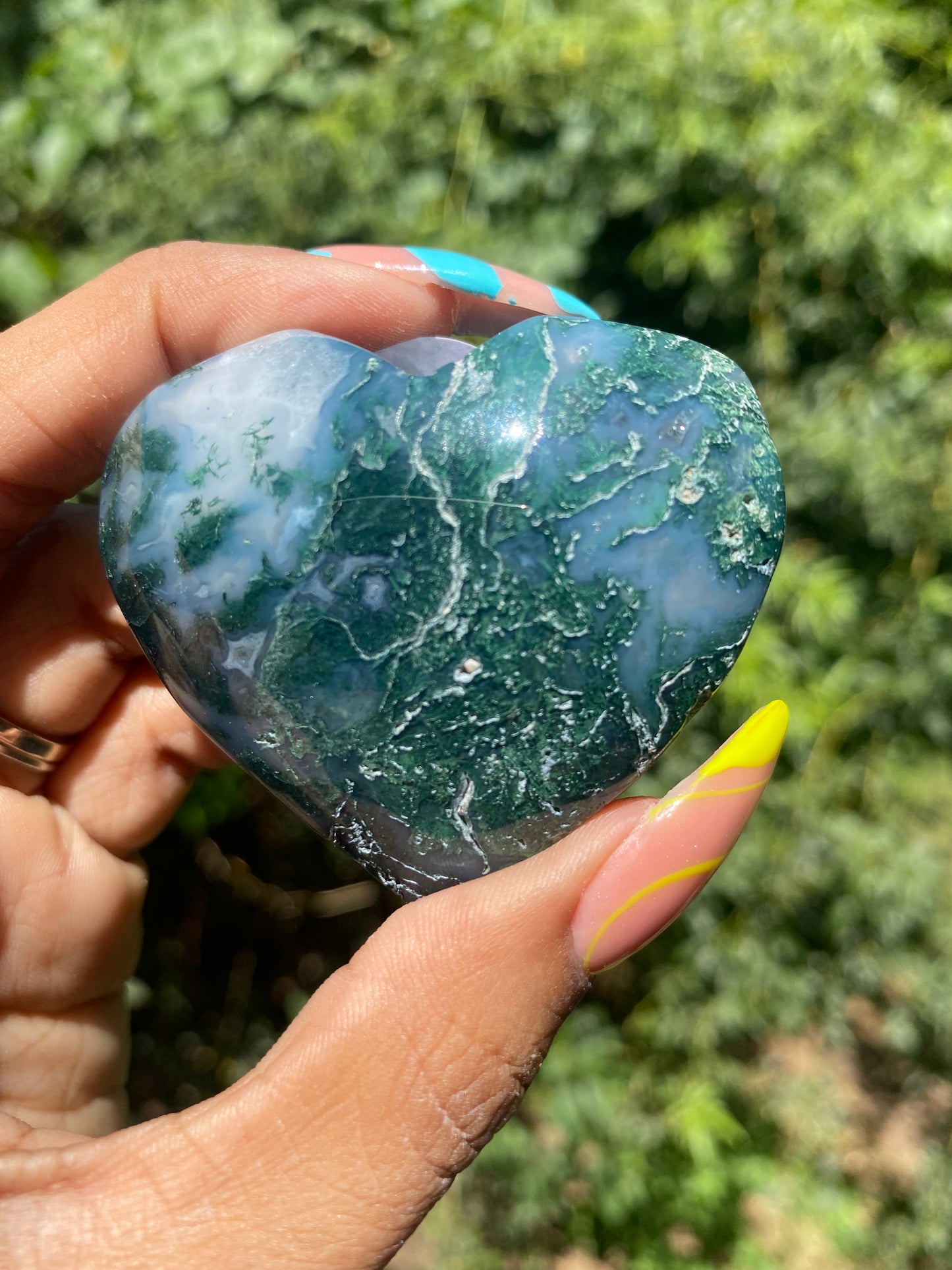 Moss agate heart