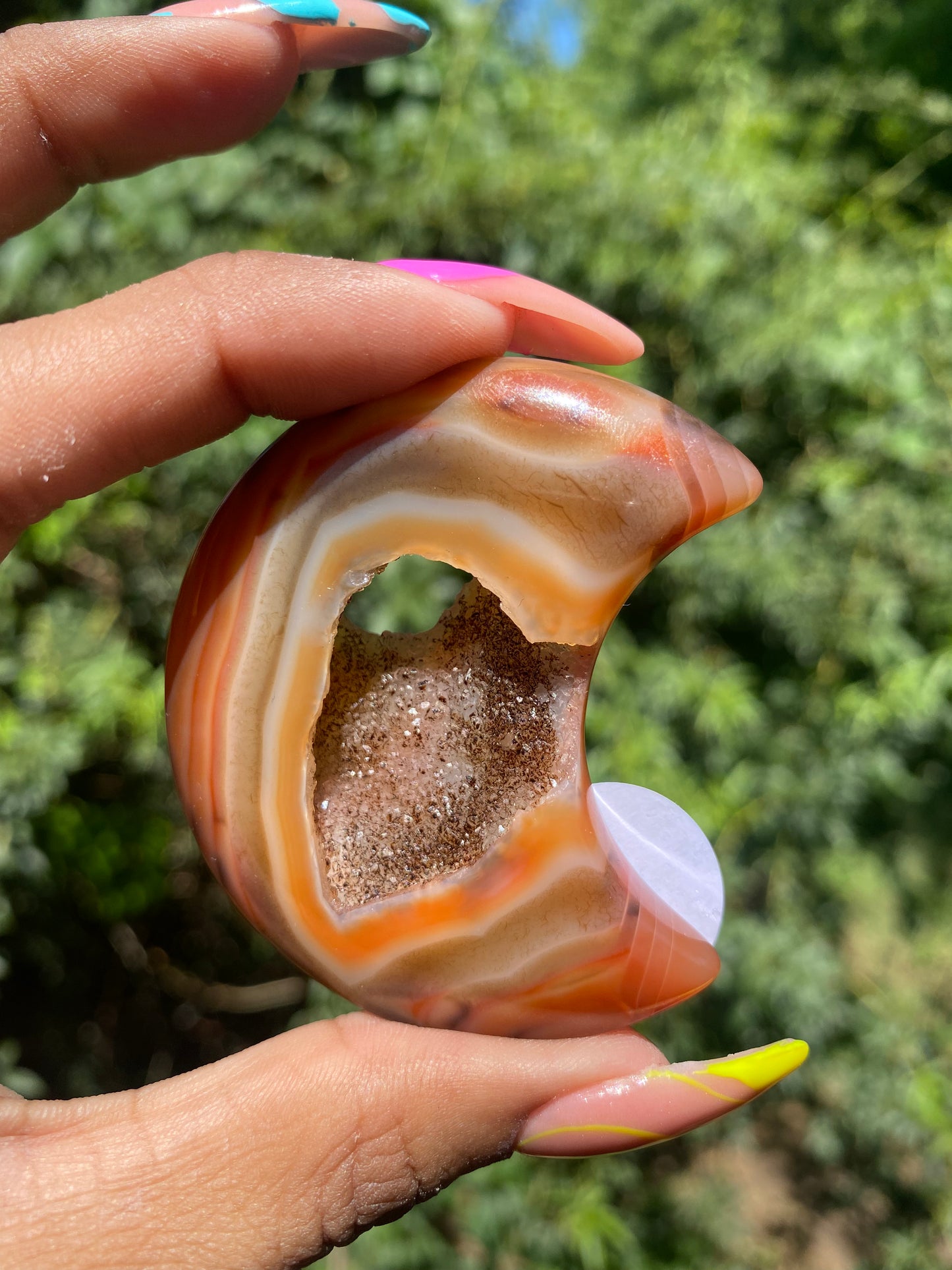 Carnelian druzy moon