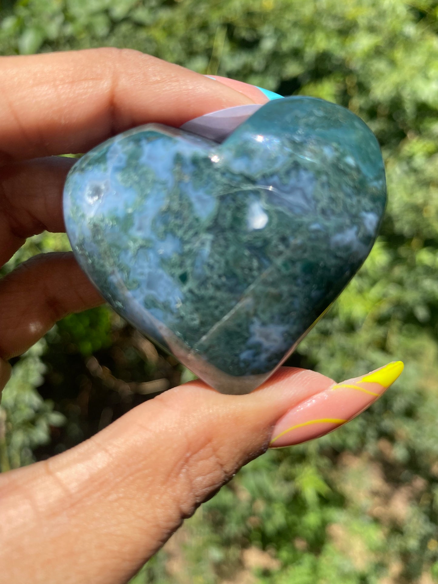 Moss agate heart