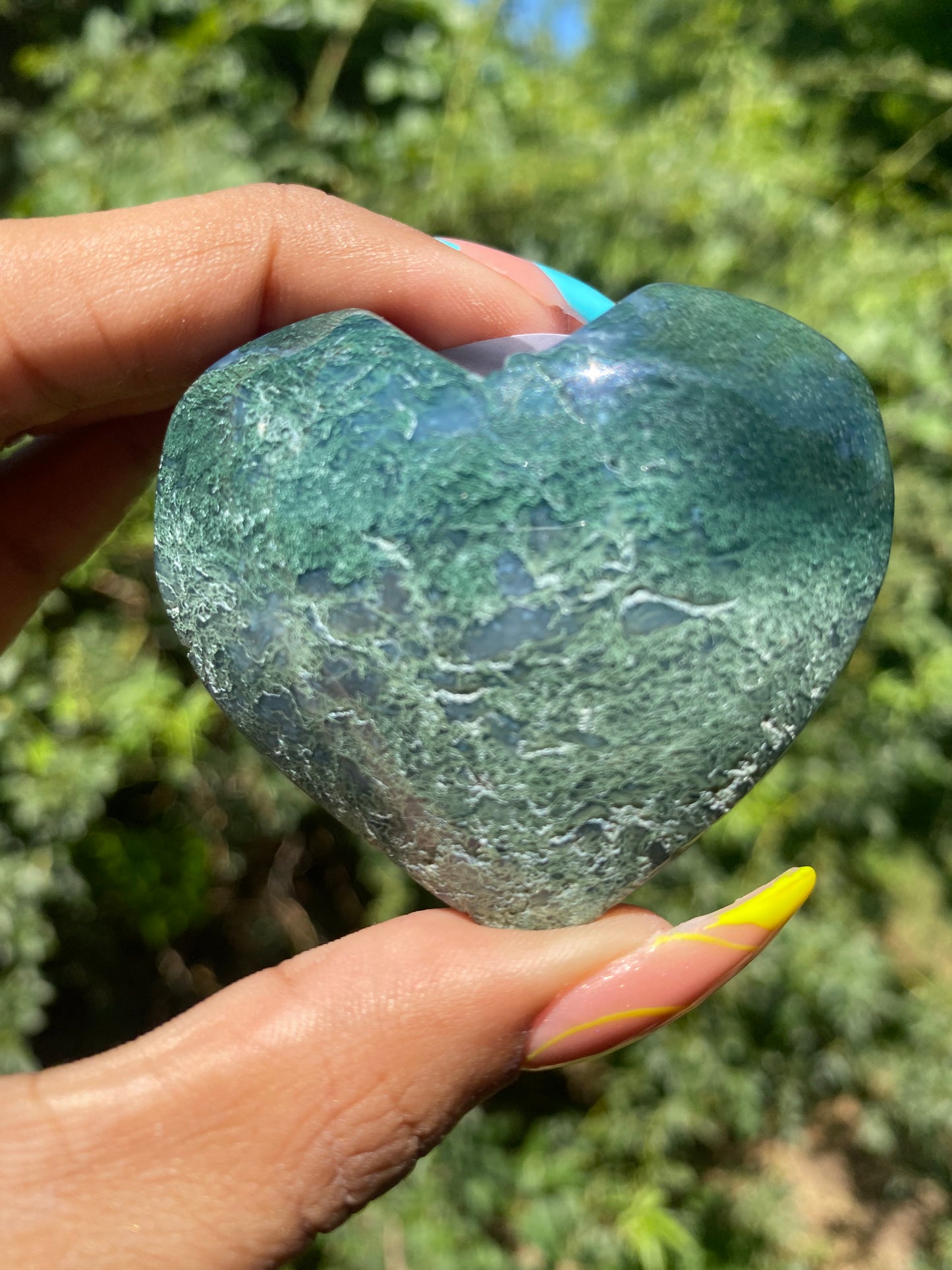 Moss agate heart