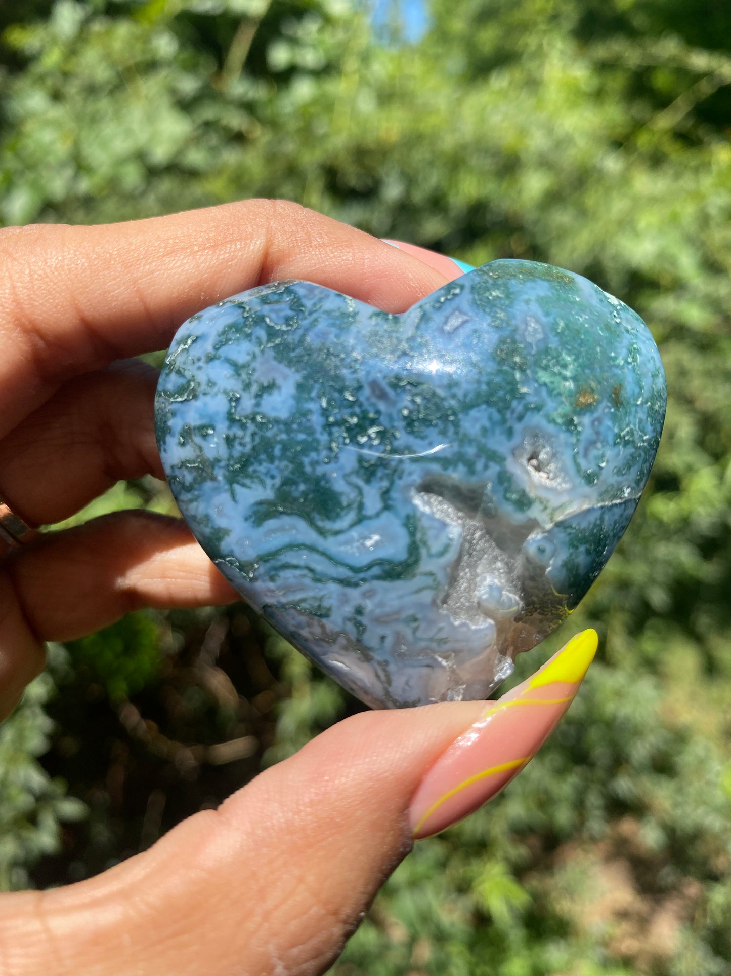 Moss agate heart