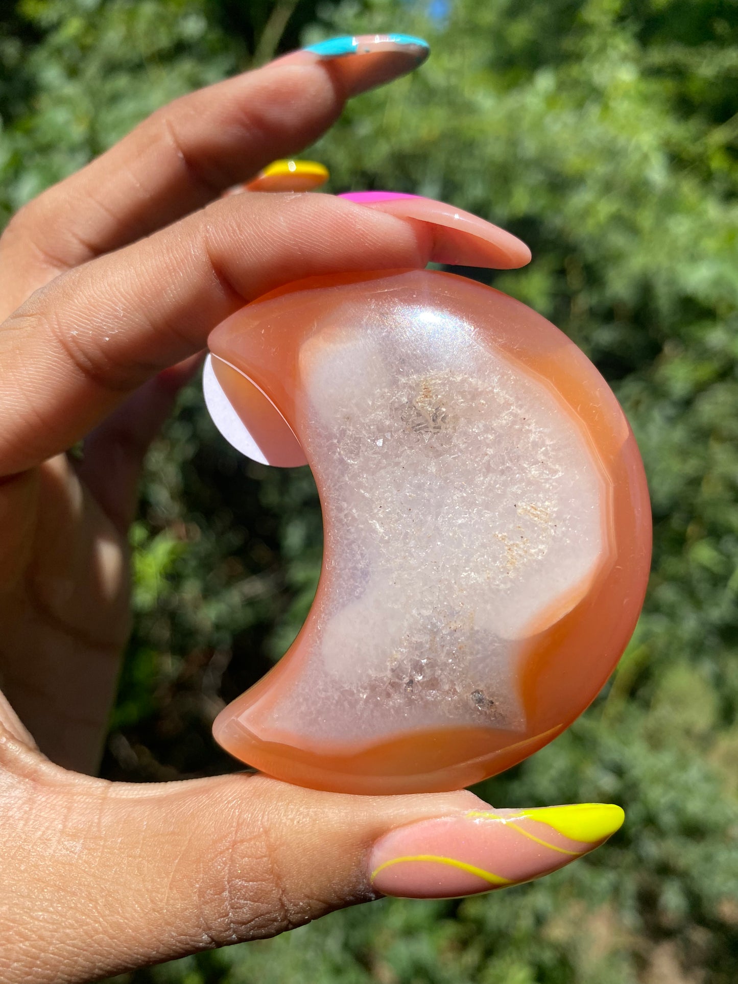 Carnelian druzy moon