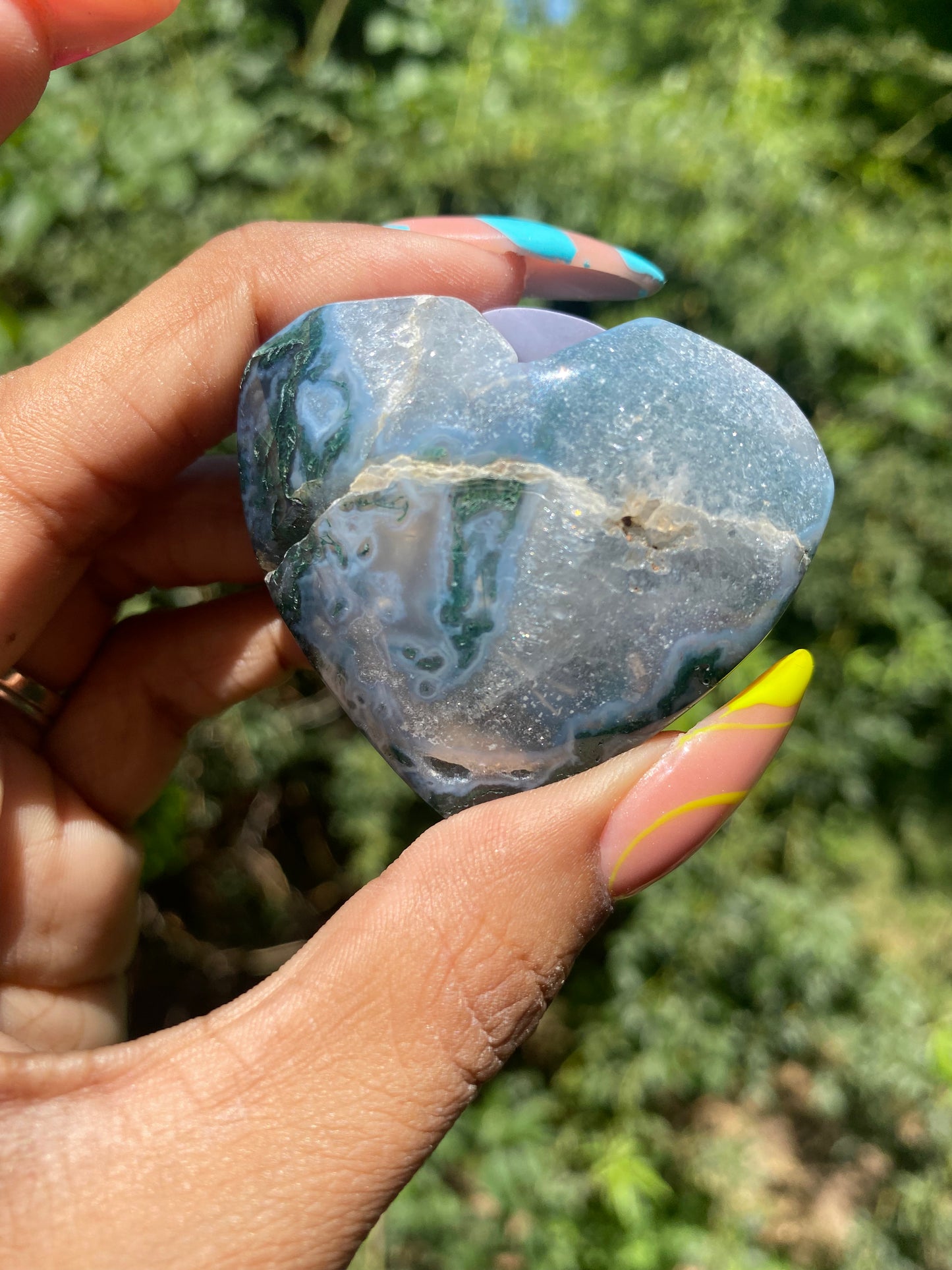 Moss agate heart