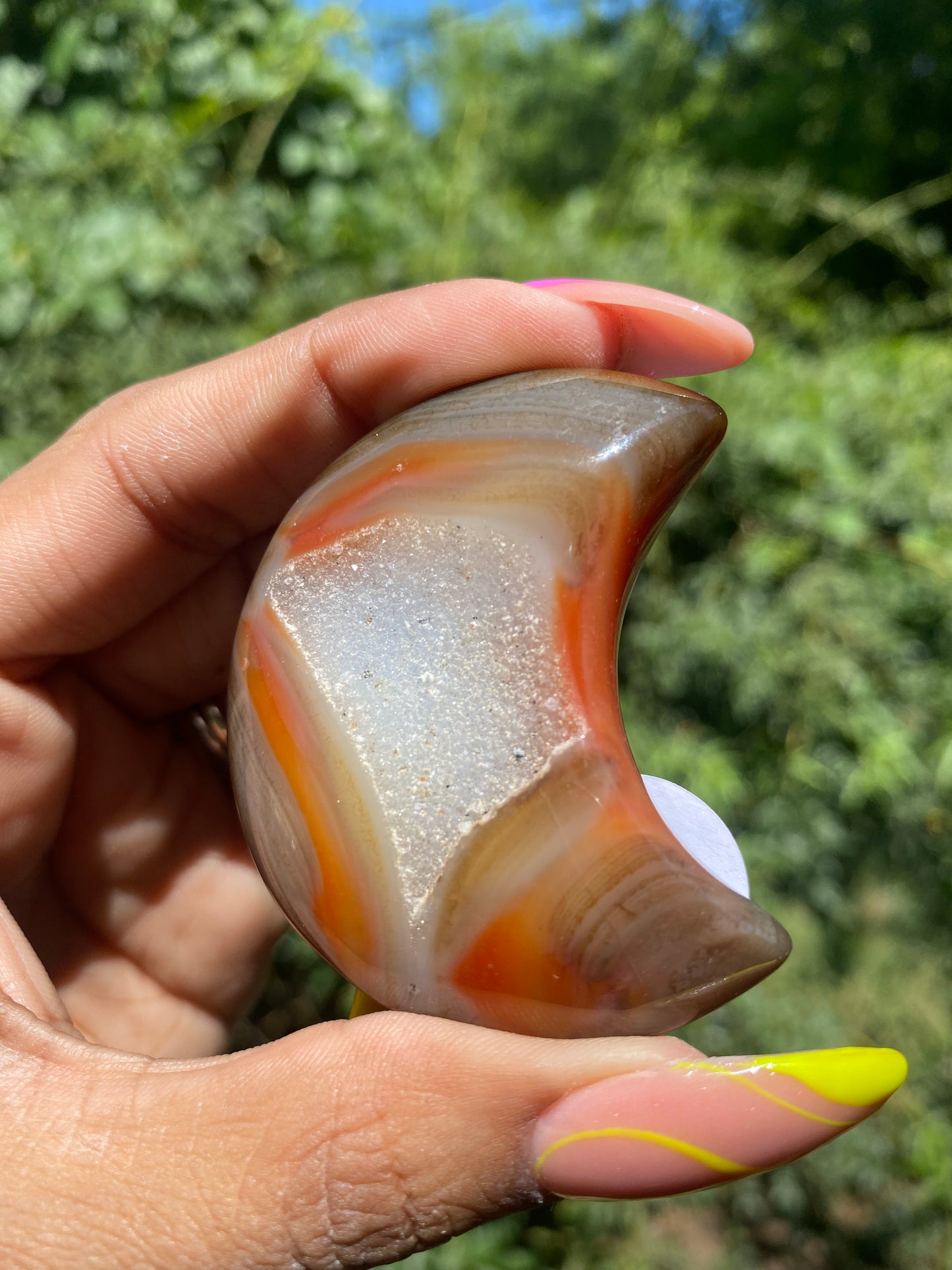 Carnelian druzy moon